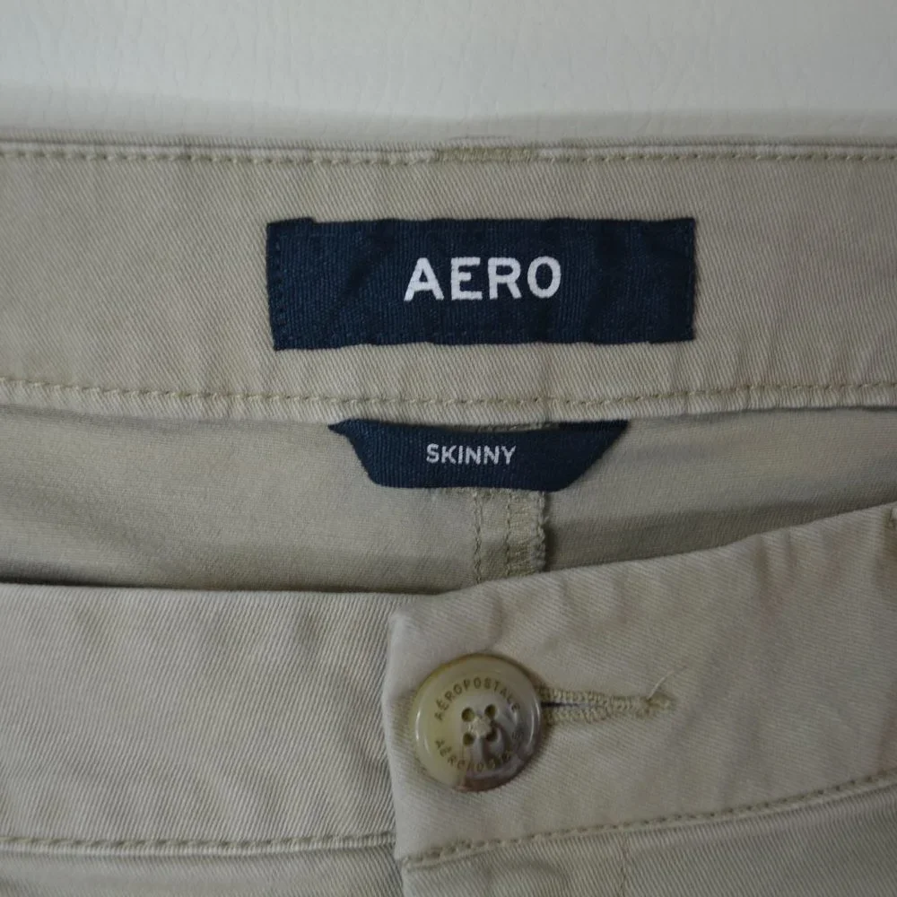 AERO Sz 6 SHORT Women TAN Stretch SKINNY Leg STRETCH Chino LOW Rise TROUSER Pant
